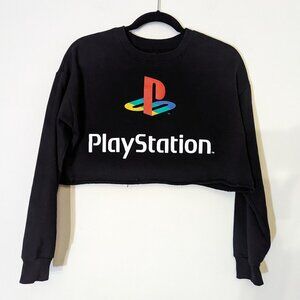 Sony PlayStation Black Cropped Sweatshirt - Medium
